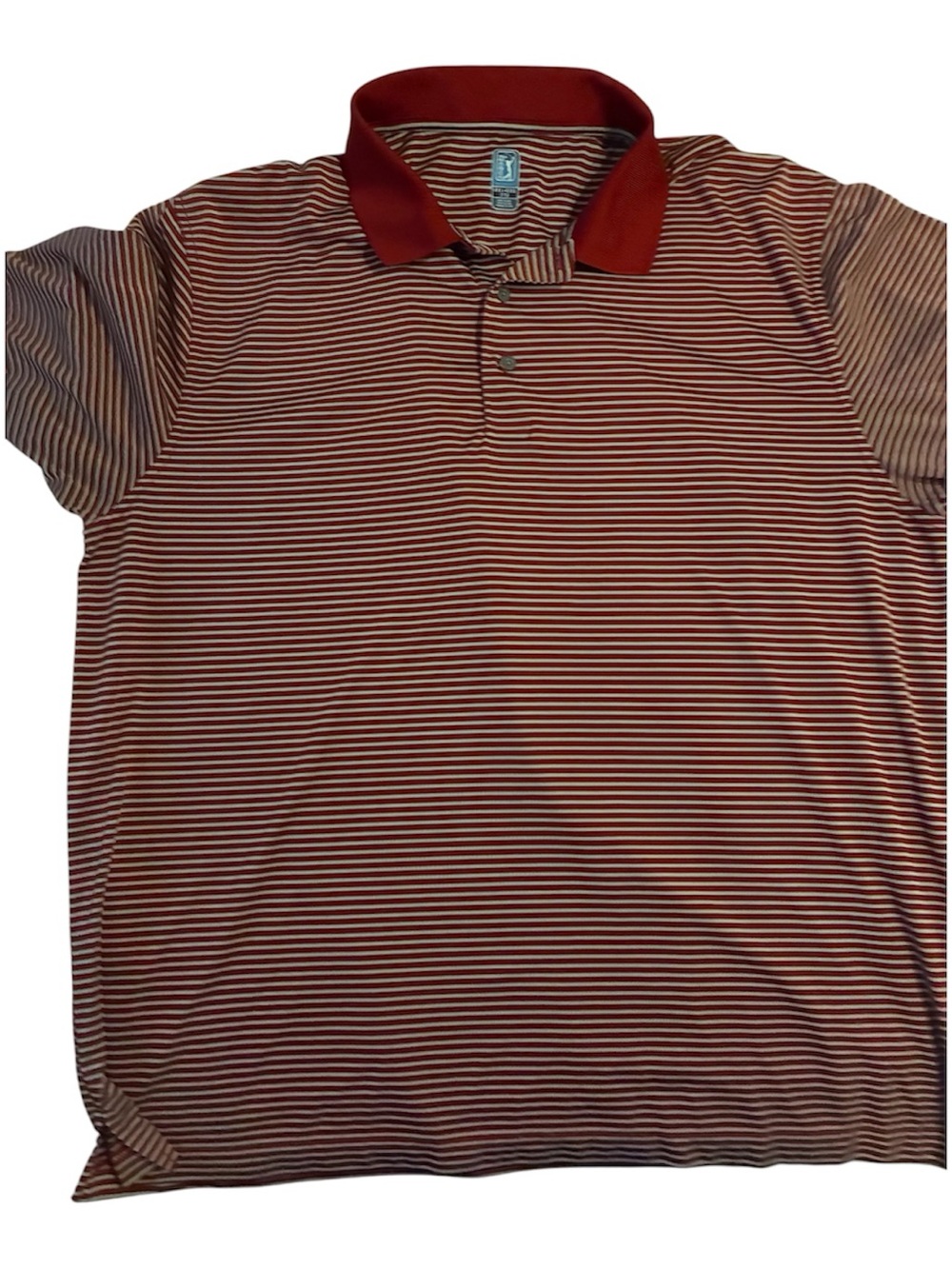 PGA Tour Men's Golf Short Sleeve Red Striped Polo Shirt Stripes Size XXL